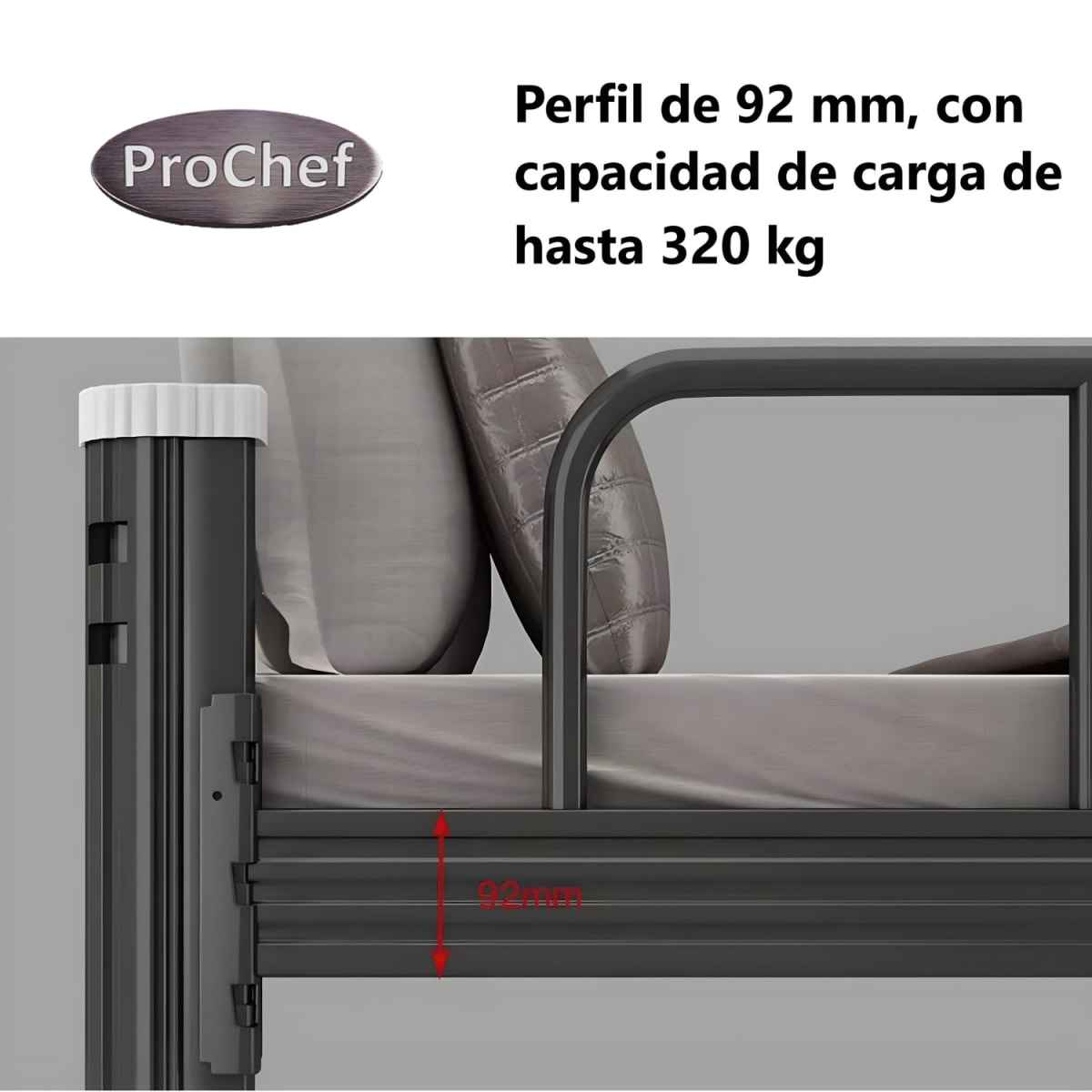 Camarote una Plaza Acero 90x200x185 cm Negro9