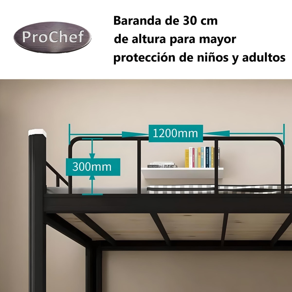 Camarote una Plaza Acero 90x200x185 cm Negro10