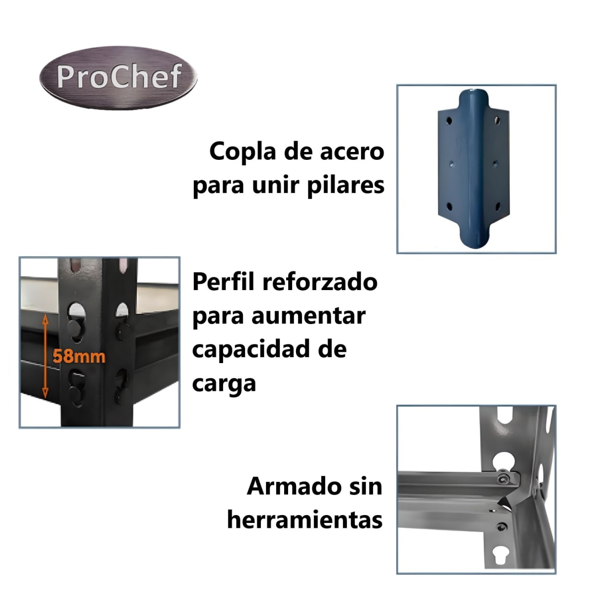Estante Acero 120x45x180 cm 5 Bandejas. 1375 Kg.4