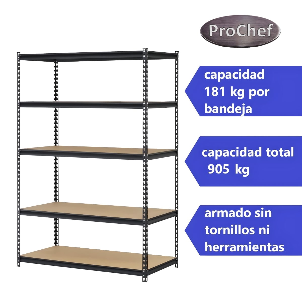 Estante Acero Ranurado 120x60x180 cm 5 Band. 1375 Kg4