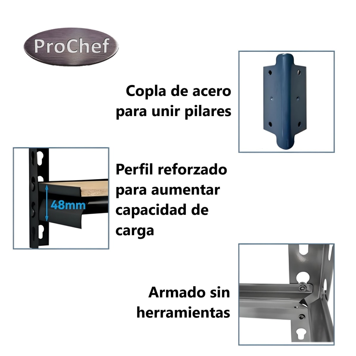 Estante Acero Ranurado 90x40x180 cm 5 Band. 875 Kg8