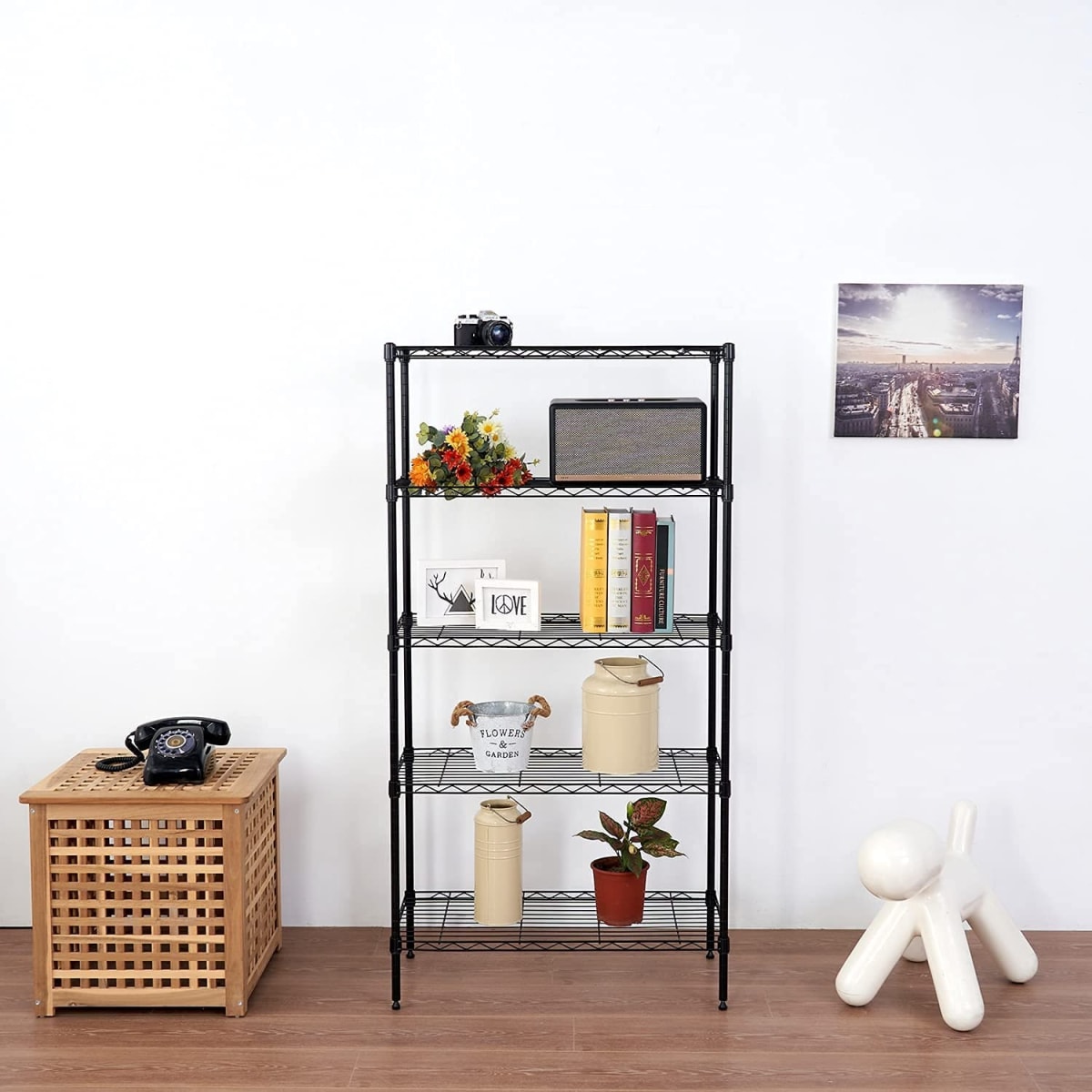 Estante 60x35x150 cm. Acero Pintado Negro 5 bandejas Cap. 150 kg.3