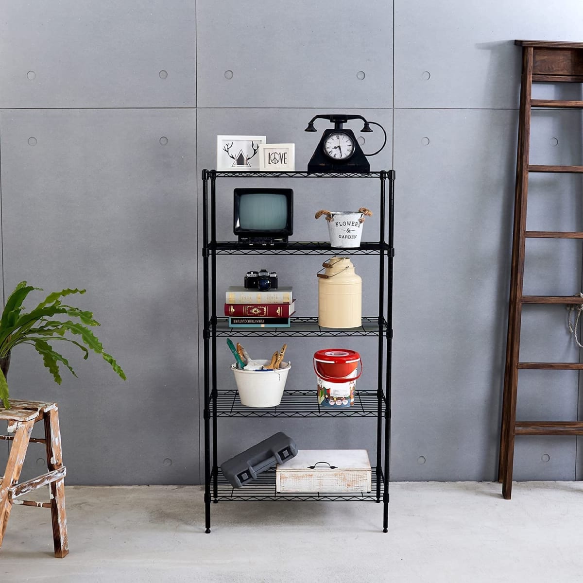 Estante 60x35x150 cm. Acero Pintado Negro 5 bandejas Cap. 150 kg.4