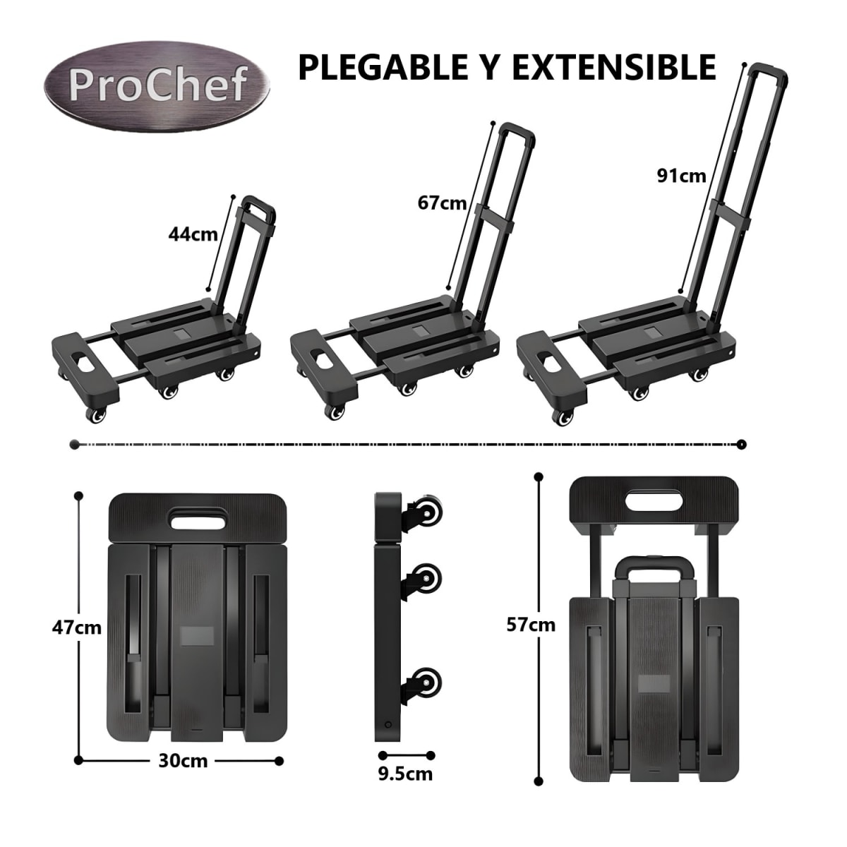 Carro Transportador Plegable 30x57 cm. Capacidad 200K4