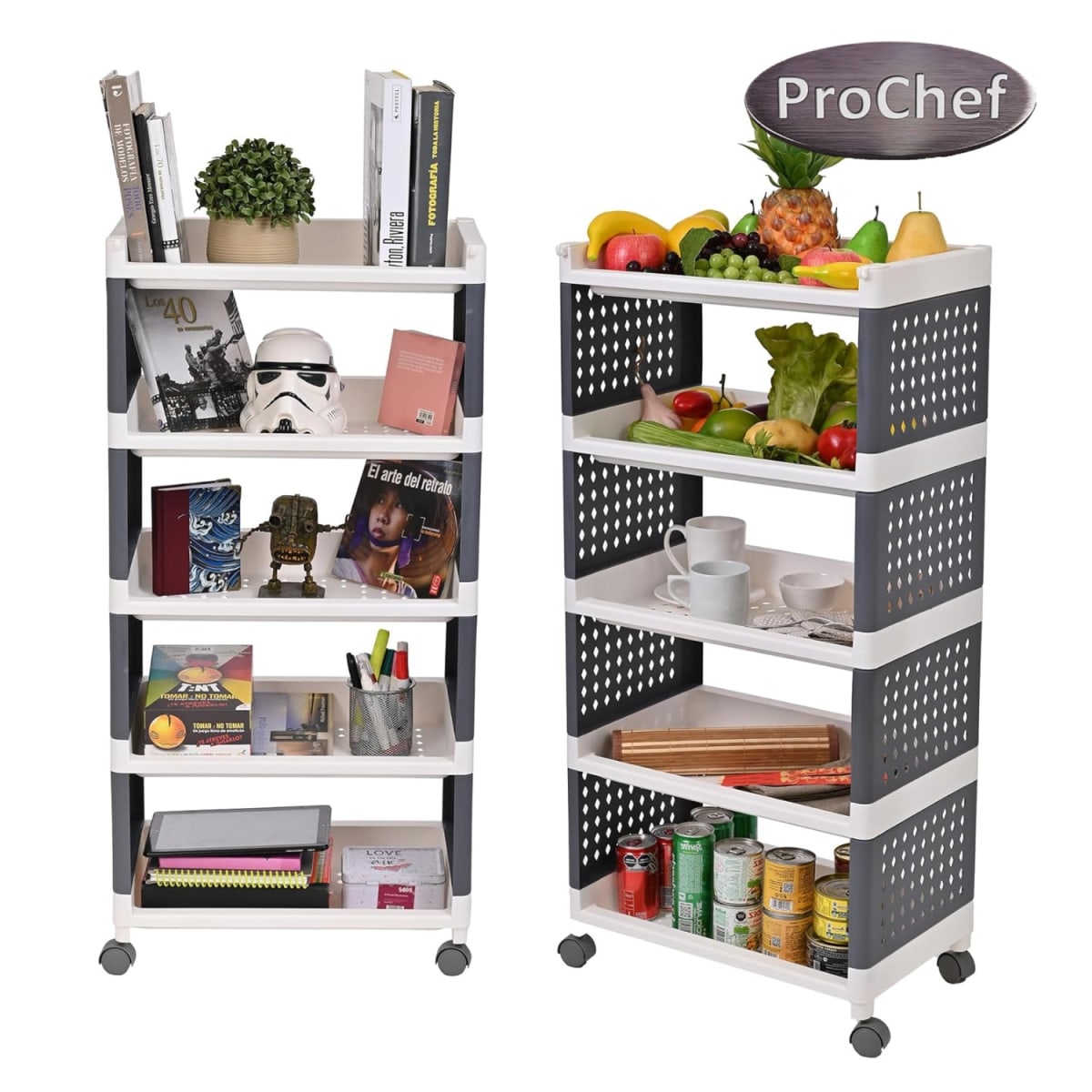 Carro Estante Organizador Plástico 5 Bandejas Removibles5