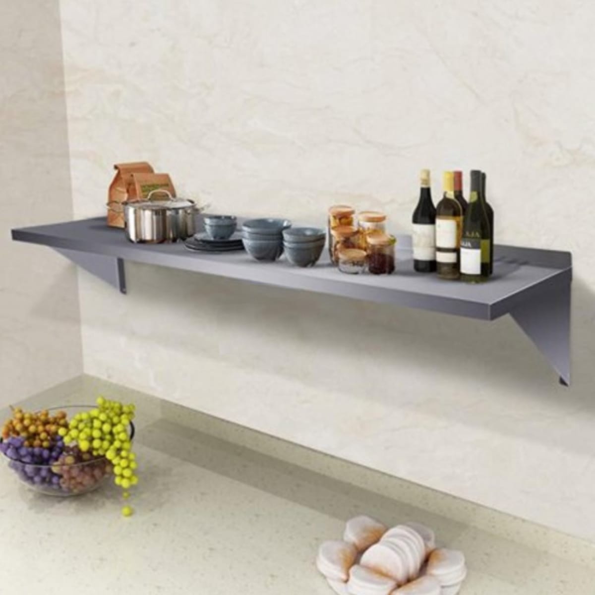 Repisa Mural Lisa 90x30 cms Acero Inoxidable3