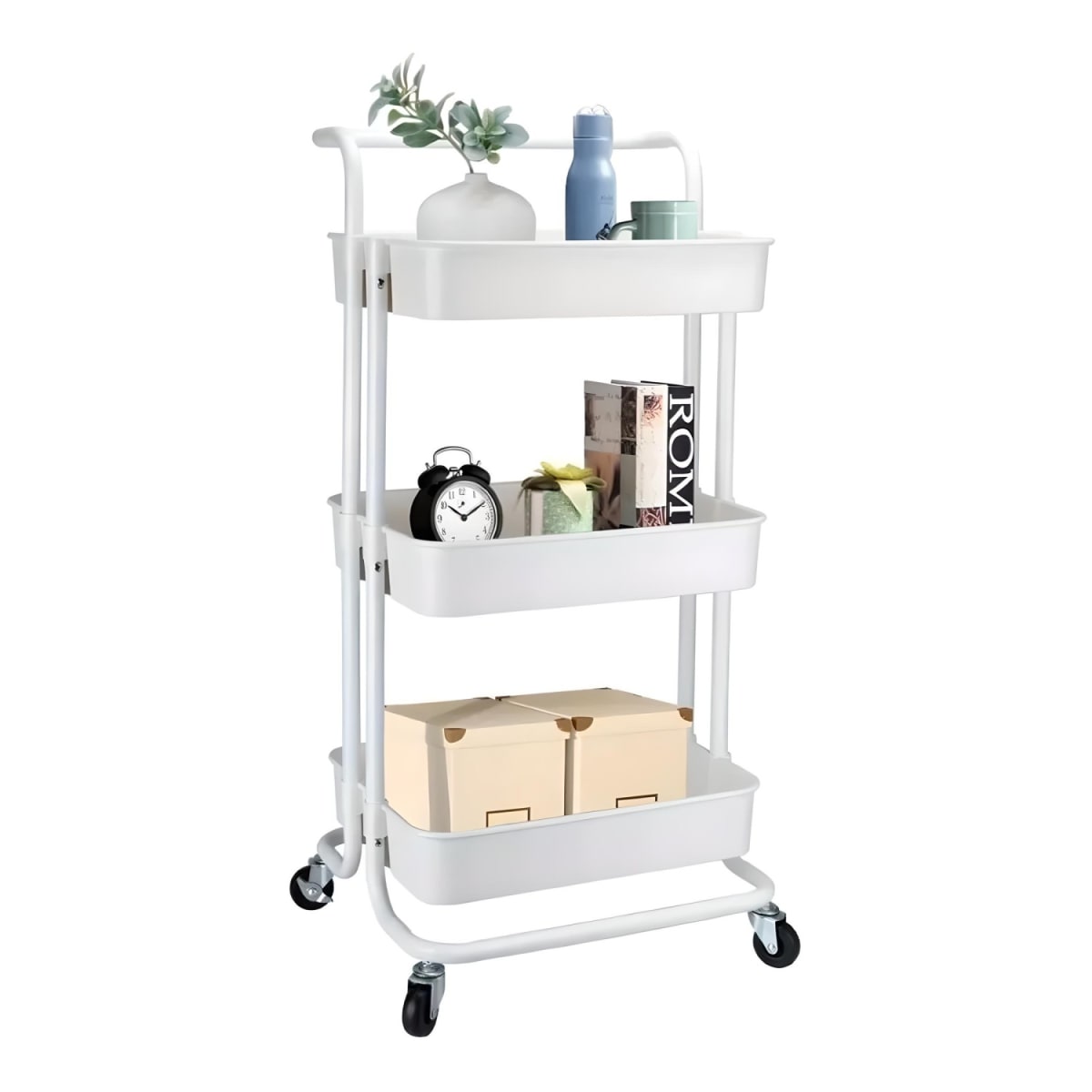 Carro Organizador Multiuso Blanco Bandejas Plásticas1