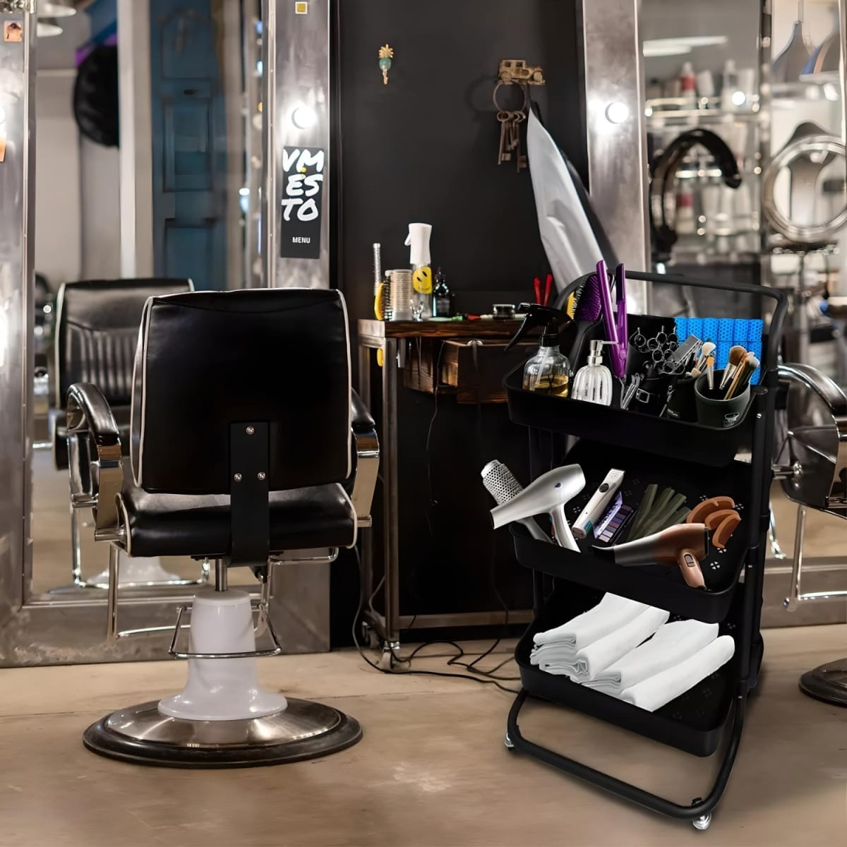 Carro Organizador Multiuso Negro Bandejas Plásticas9