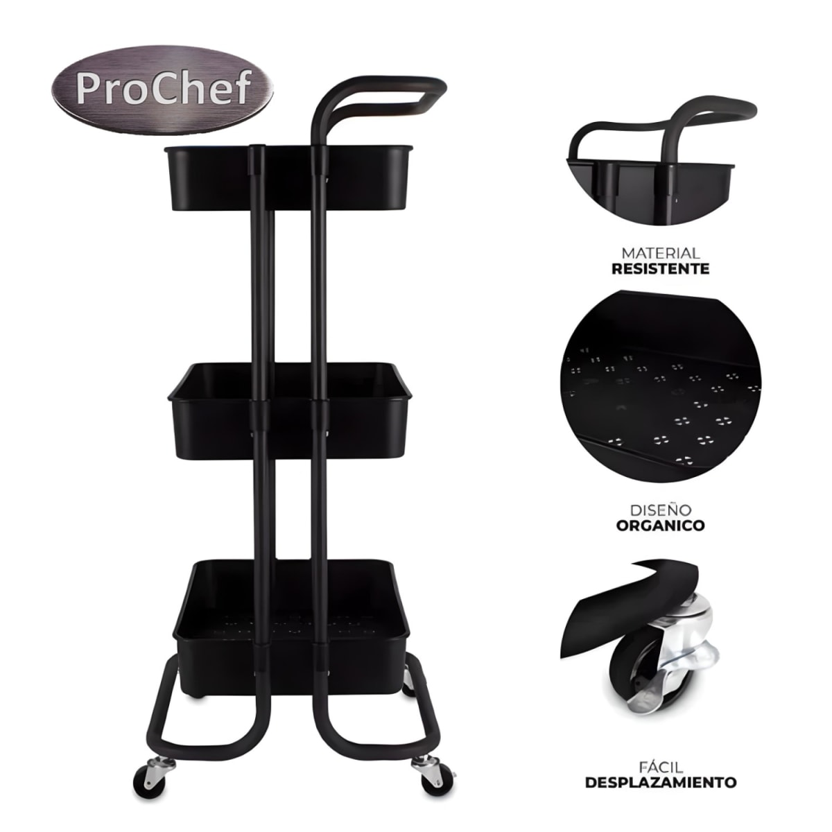 Carro Organizador Multiuso Negro Bandejas Plásticas7