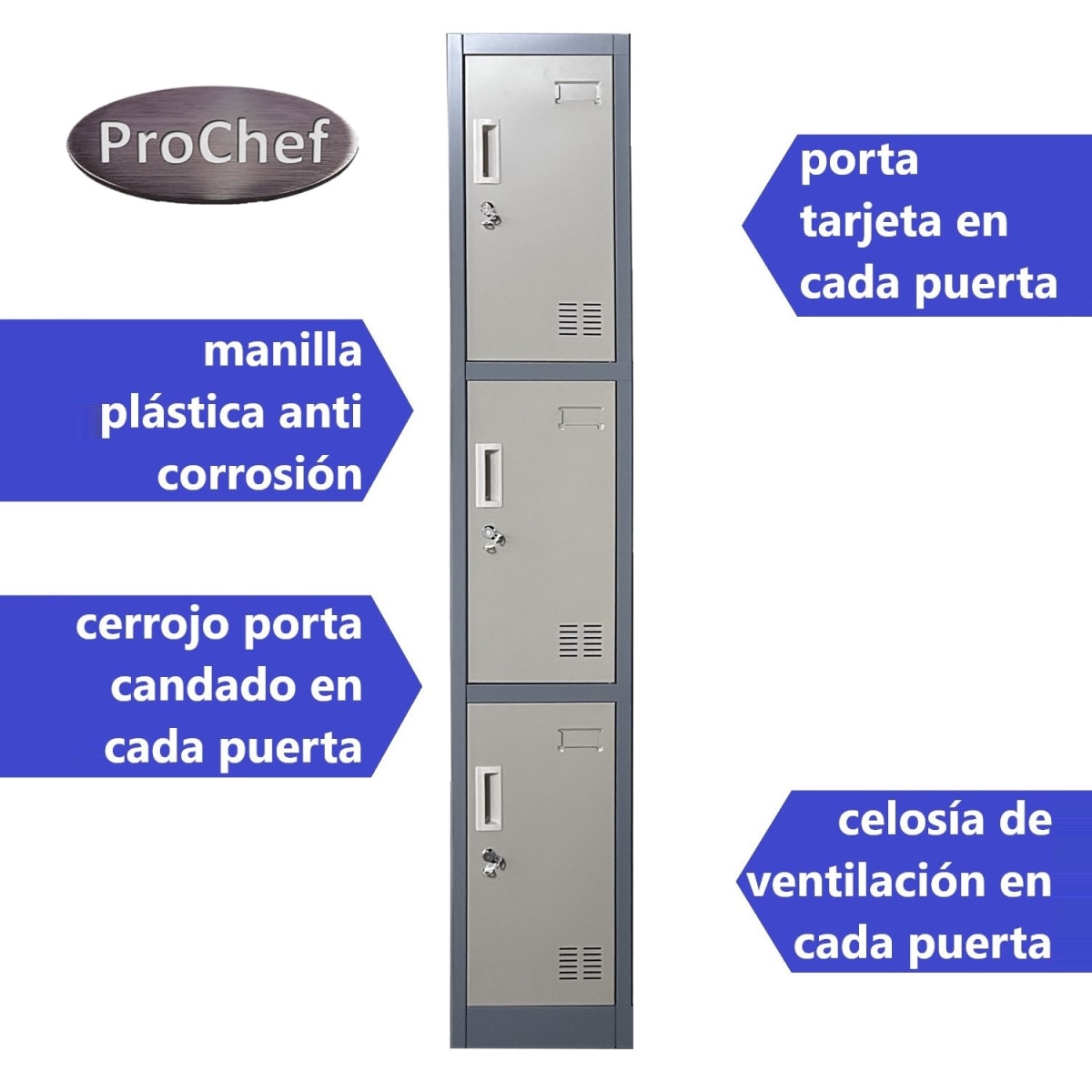 Locker Casillero Metálico 1 Cuerpo 3 Puertas3