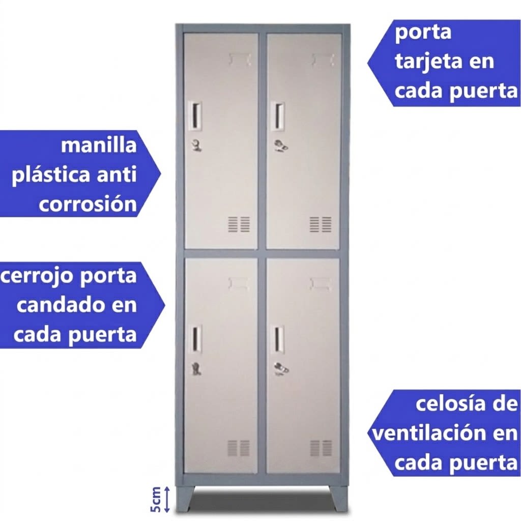 Locker Casillero Metálico 2 Cuerpos 4 Puertas con patas3