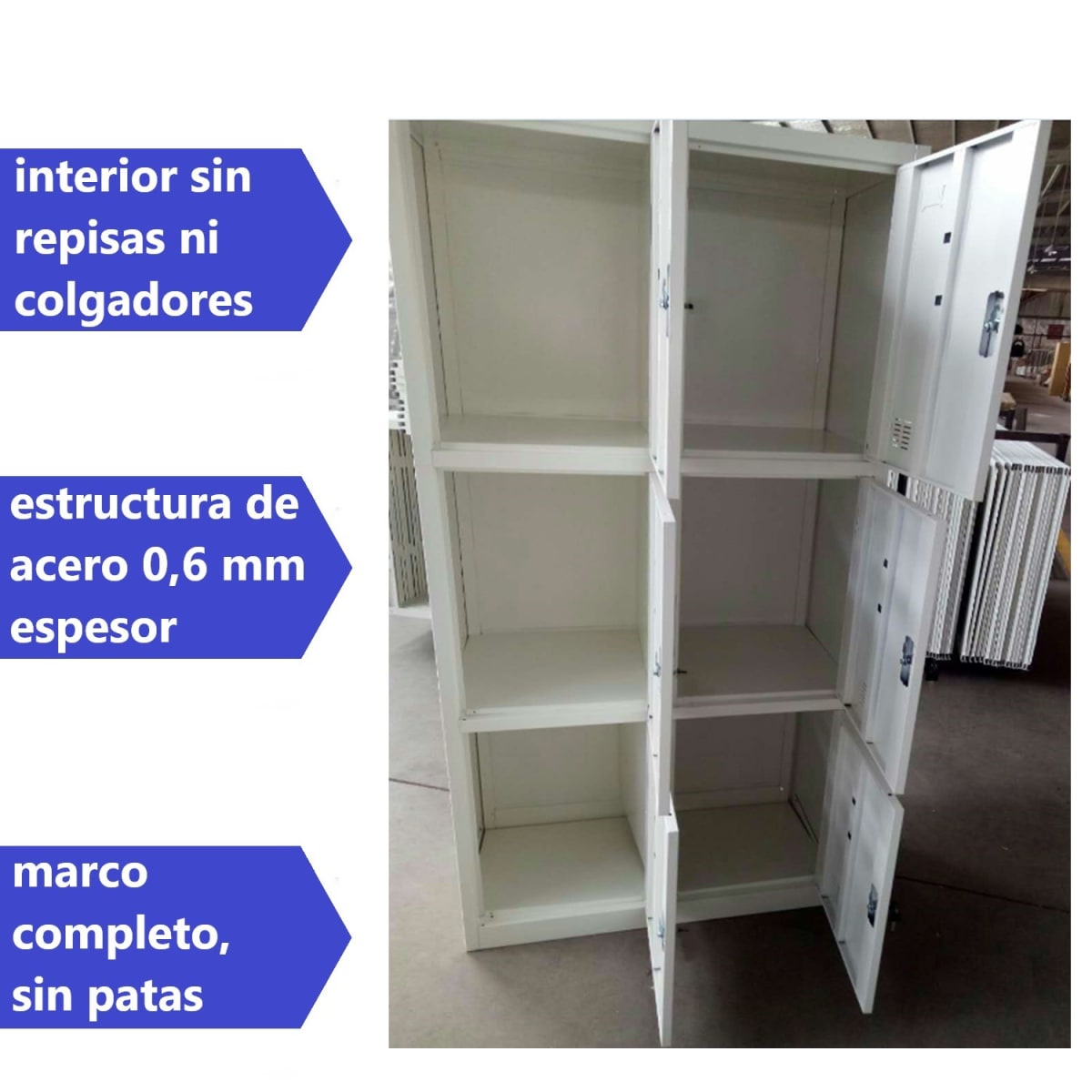 Locker Casillero Metalico 2 Cuerpos 6 Puertas con Patas3