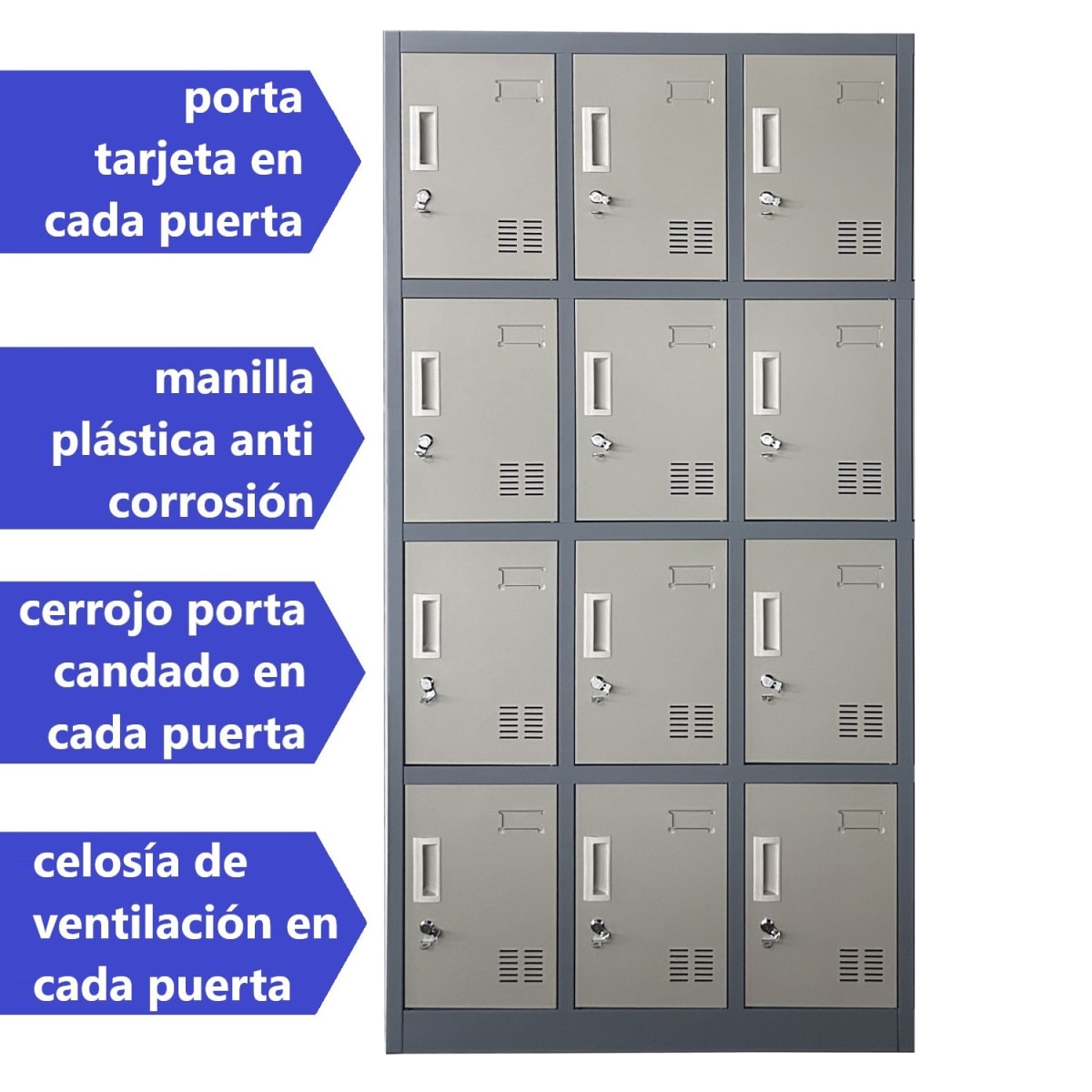 Locker Casillero Metalico 3 Cuerpos 12 Puertas3