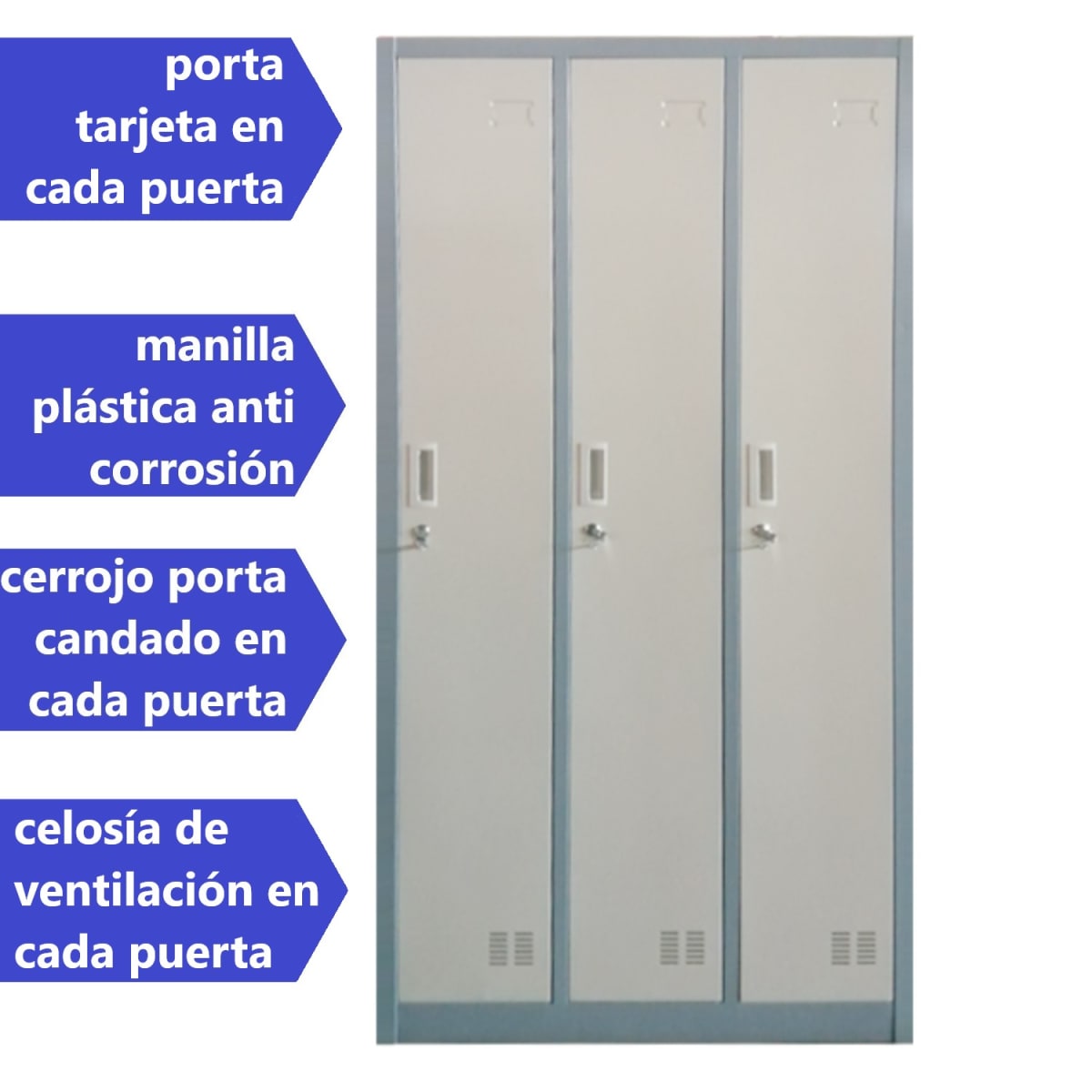 Locker Casillero Metalico 3 Cuerpos 3 Puertas3