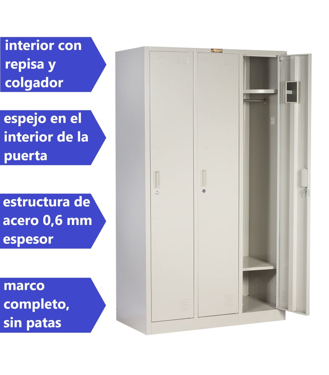 Locker Casillero Metalico 3 Cuerpos 3 Puertas4