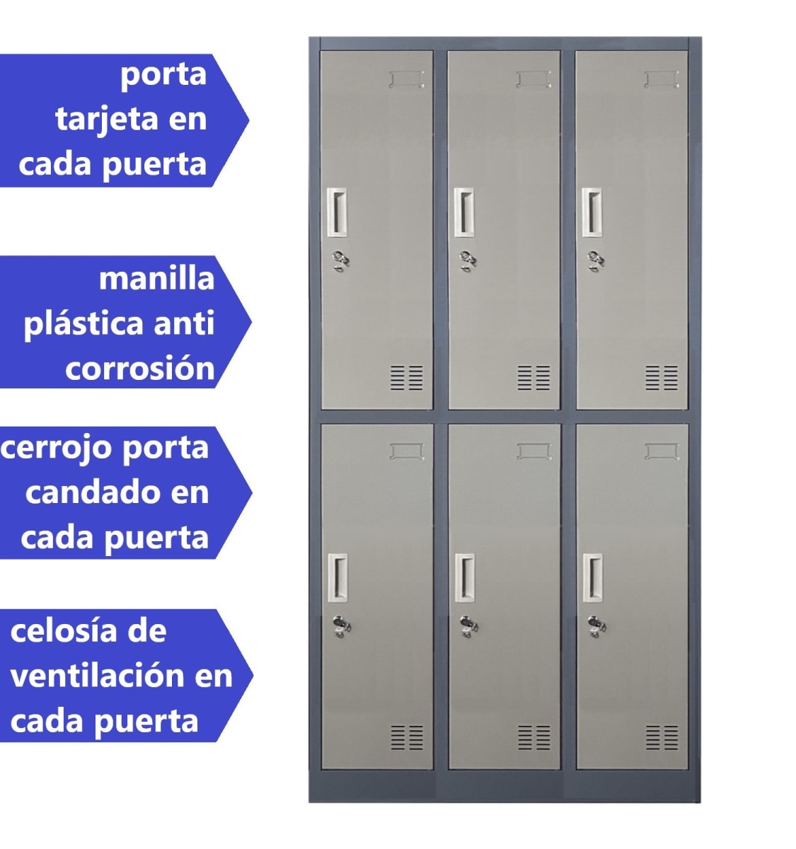 Locker Casillero Metálico 3 Cuerpos 6 Puertas 3