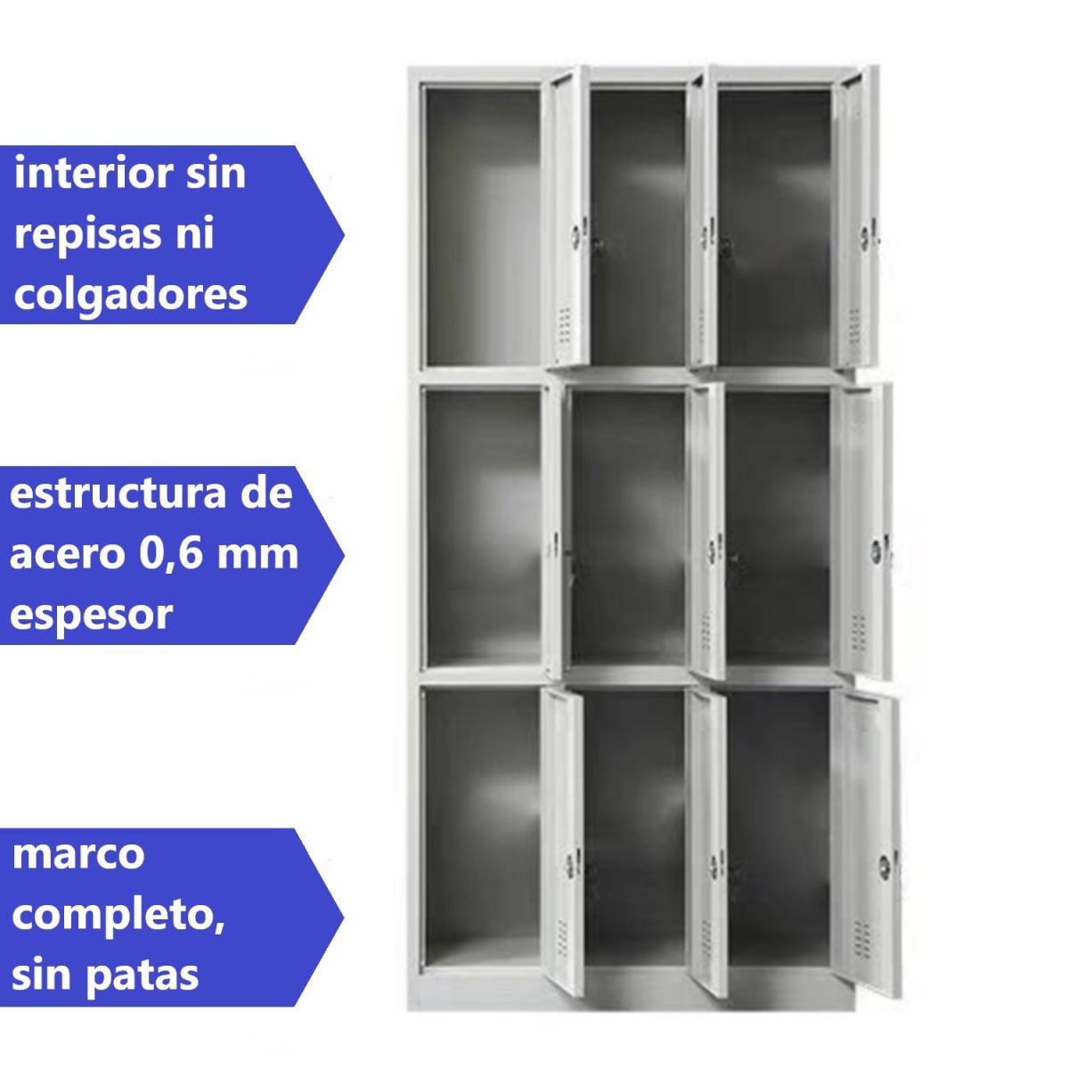 Locker Casillero Metálico 3 Cuerpos 9 Puertas4