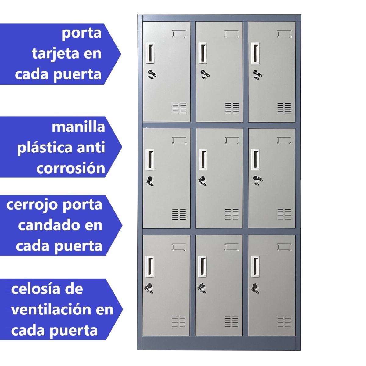 Locker Casillero Metálico 3 Cuerpos 9 Puertas3