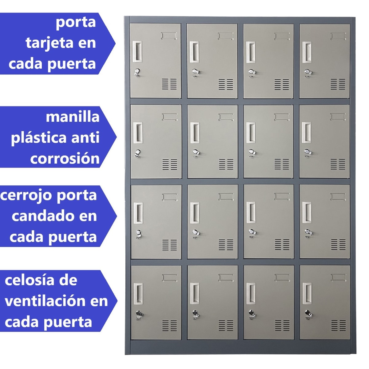 Locker Casillero Metálico 4 cuerpos 16 puertas3