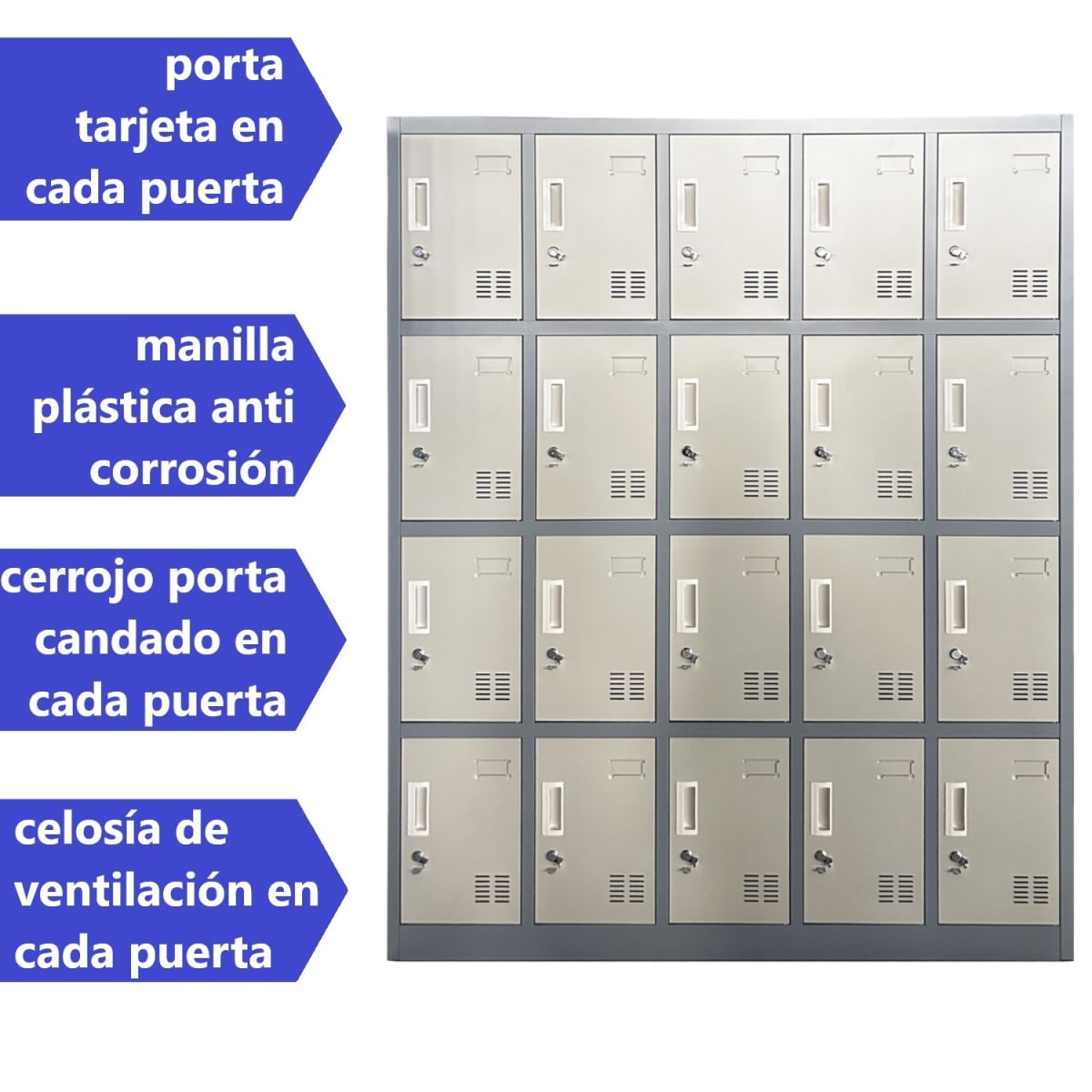 Locker Casillero Metálico 5 cuerpos 20 puertas3