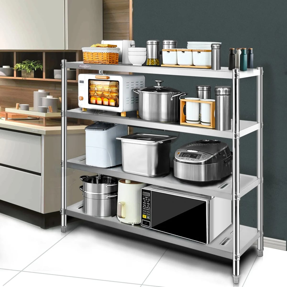 Estante 4 Bandejas Perforadas 100x50x155 cm. Acero Inox8