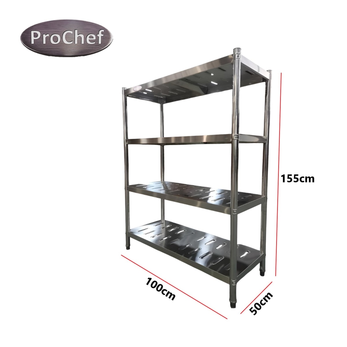 Estante 4 Bandejas Perforadas 100x50x155 cm. Acero Inox5