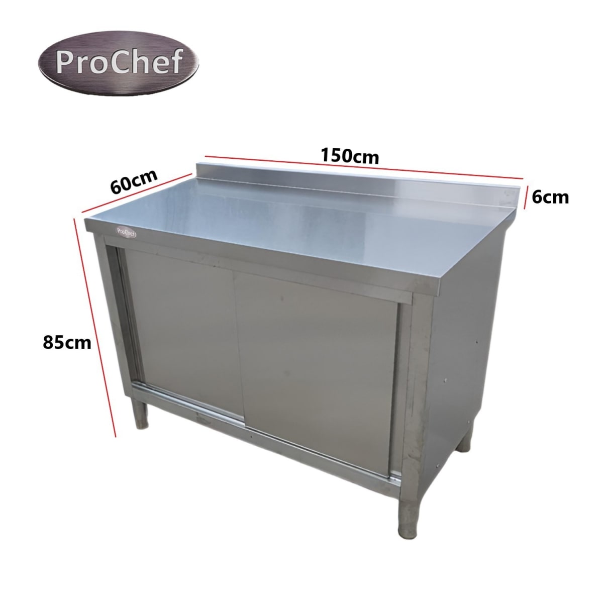 Mesón Mural Cerrado Acero Inoxidable 150x60 cm7