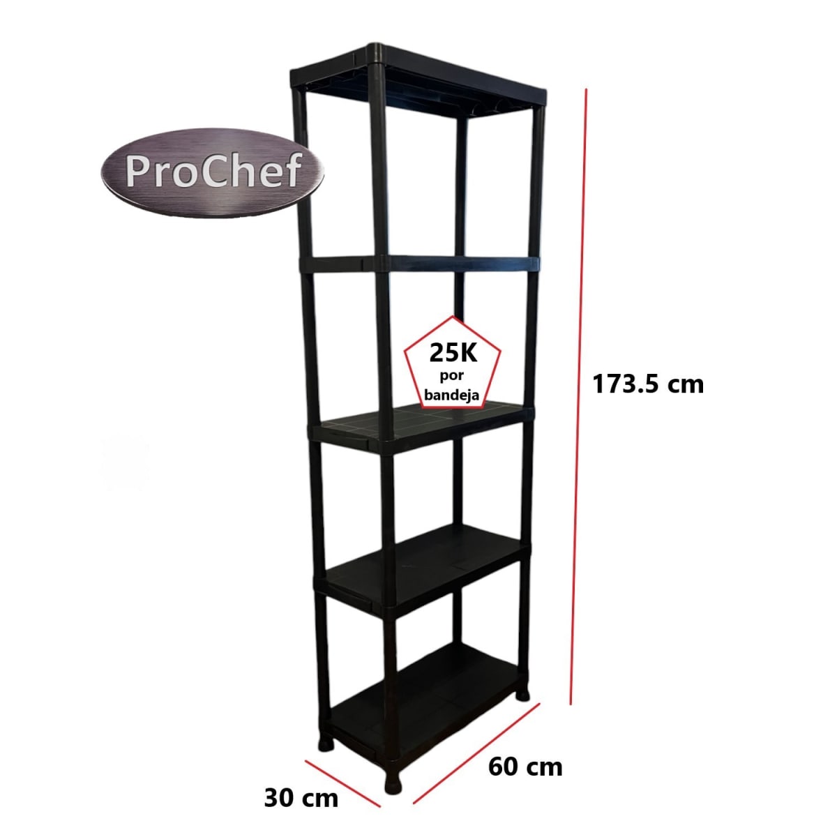 Estante Plastico 60x30x174 cm. 5 Bandejas removibles4