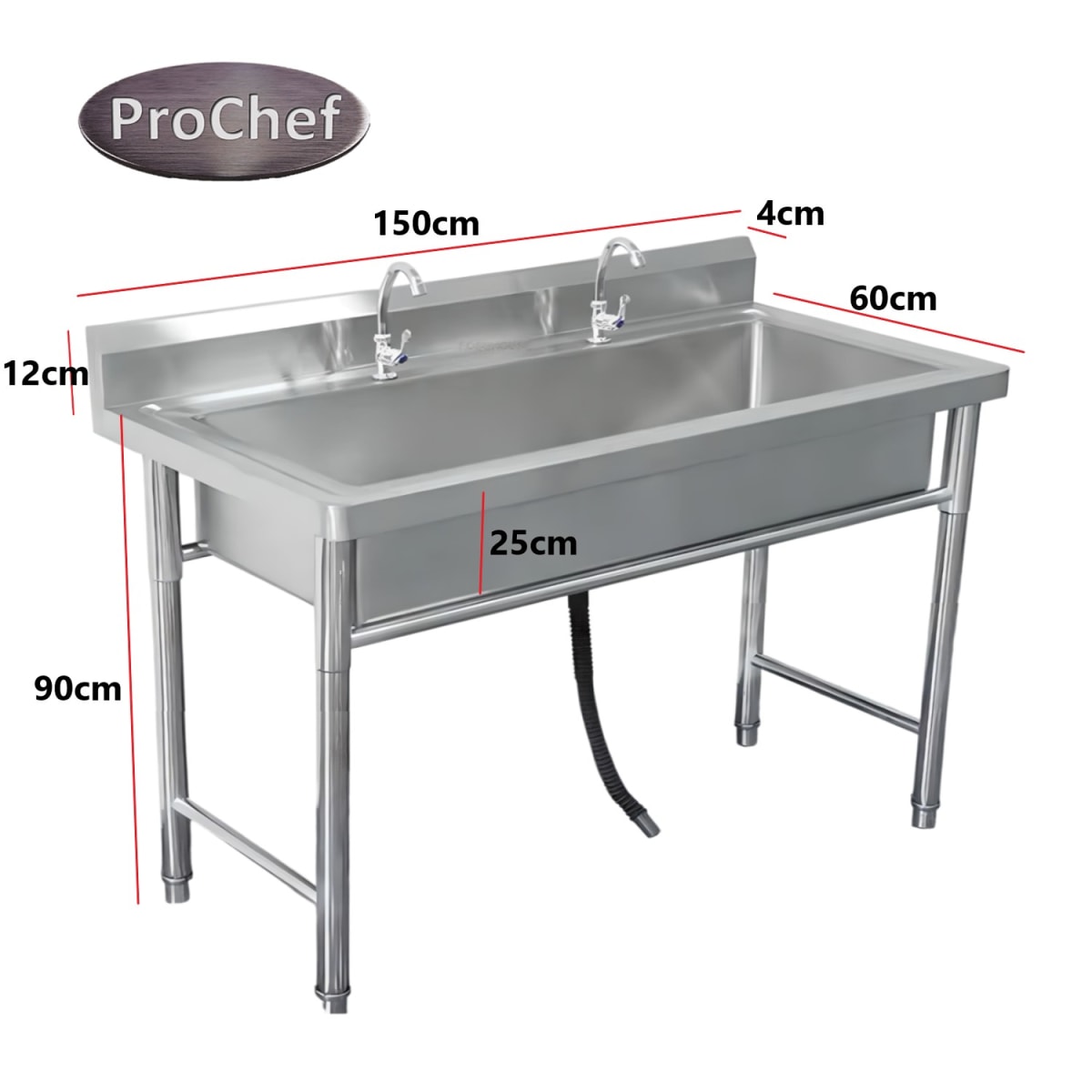 Lavafondos Acero Inoxidable 150x60x90 cm. Con Grifería4