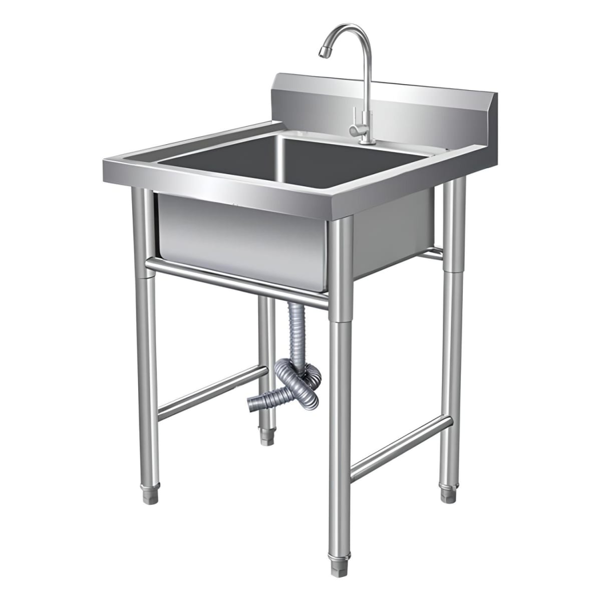 Lavafondos Acero Inoxidable 50x50x90 cm. Con Grifería2