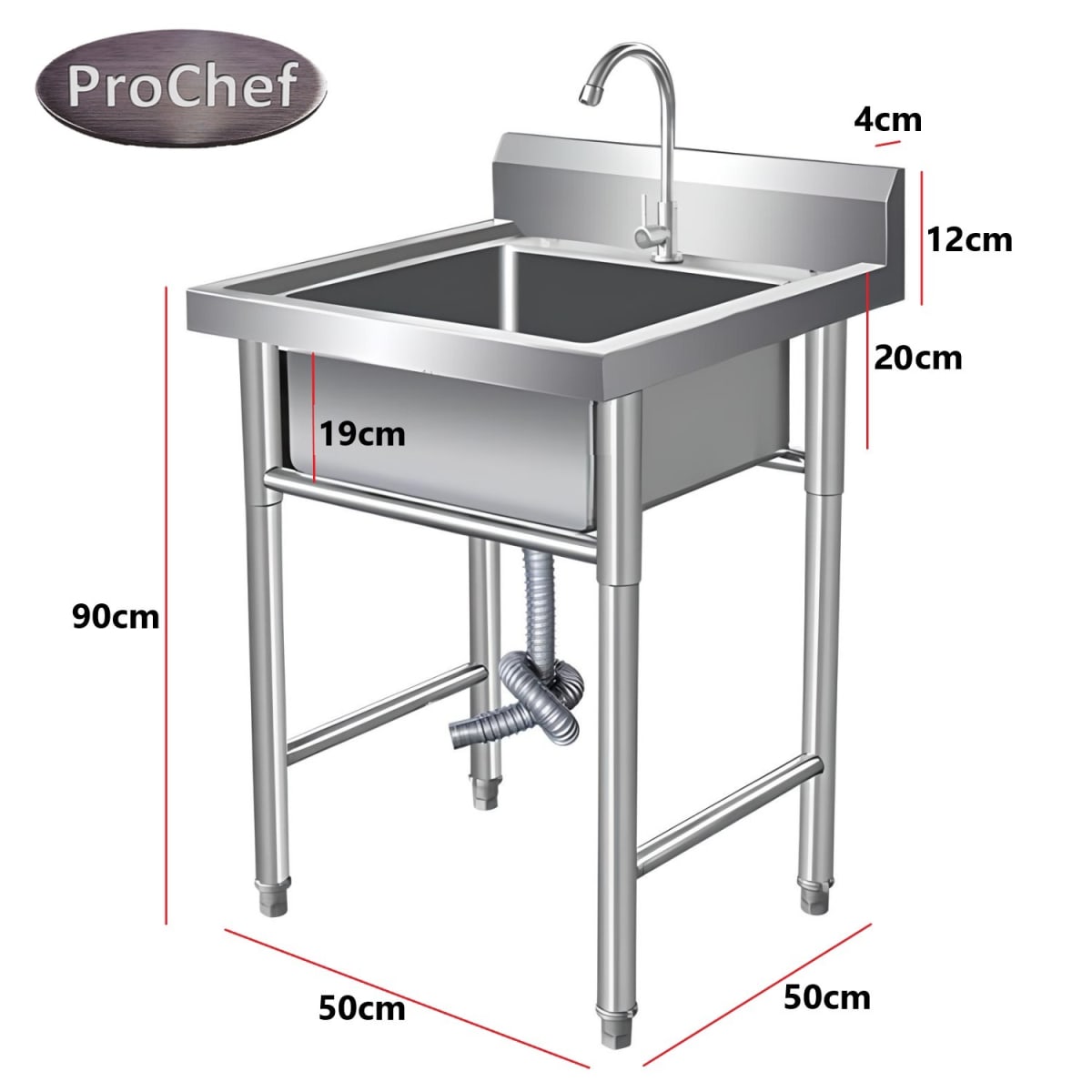 Lavafondos Acero Inoxidable 50x50x90 cm. Con Grifería4