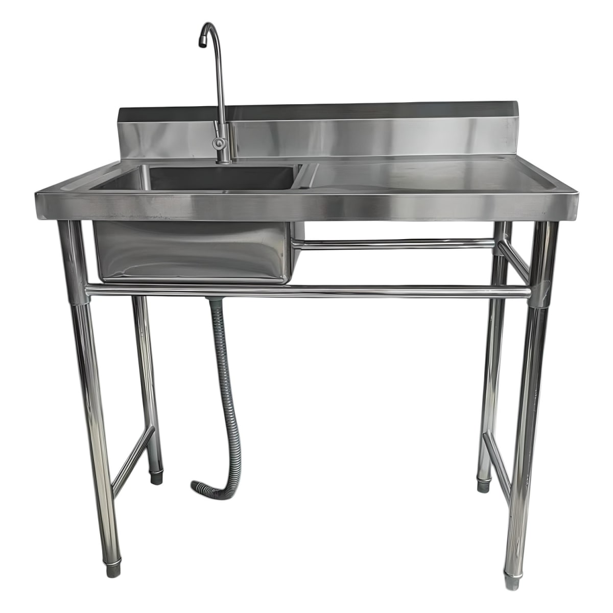 Lavafondos Acero Inox. 100x60x90 cm. Secador derecho. Con Grifería12