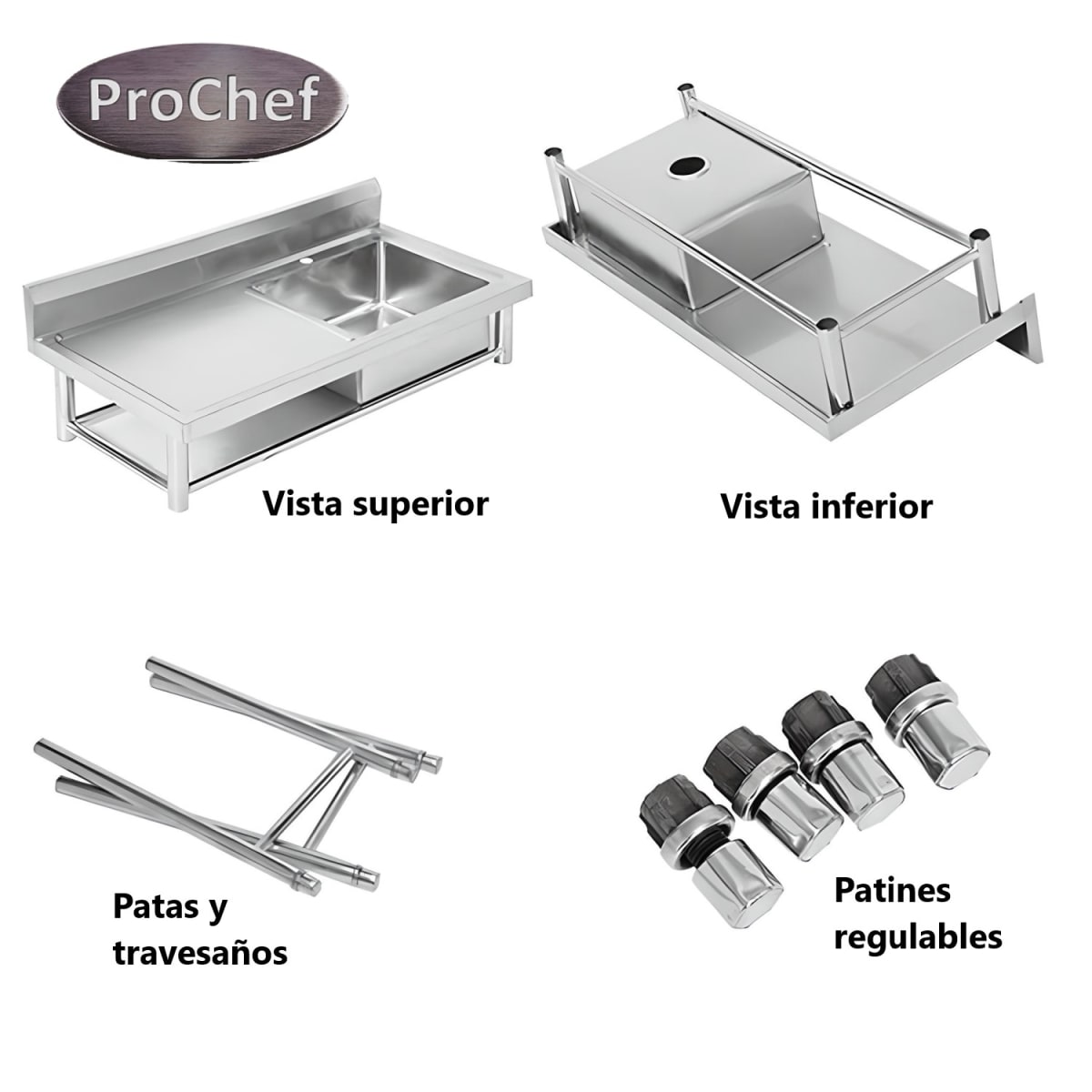 Lavafondos Acero Inox. 120x60x90 cm. Secador izquierdo3