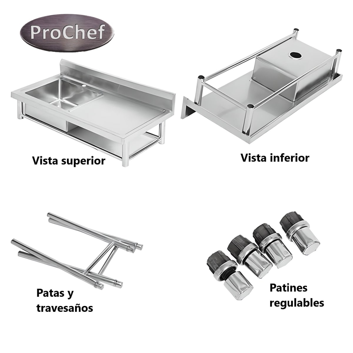 Lavafondos Acero Inox. 100x60x90 cm. Secador derecho. Con Grifería3