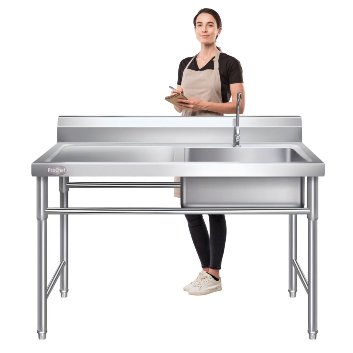 Lavafondos Acero Inox. 120x60x90 cm. Secador izquierdo1