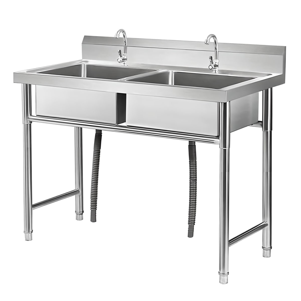 Lavafondos Doble Acero Inox. 100x60x90 cm. Con Grifería11