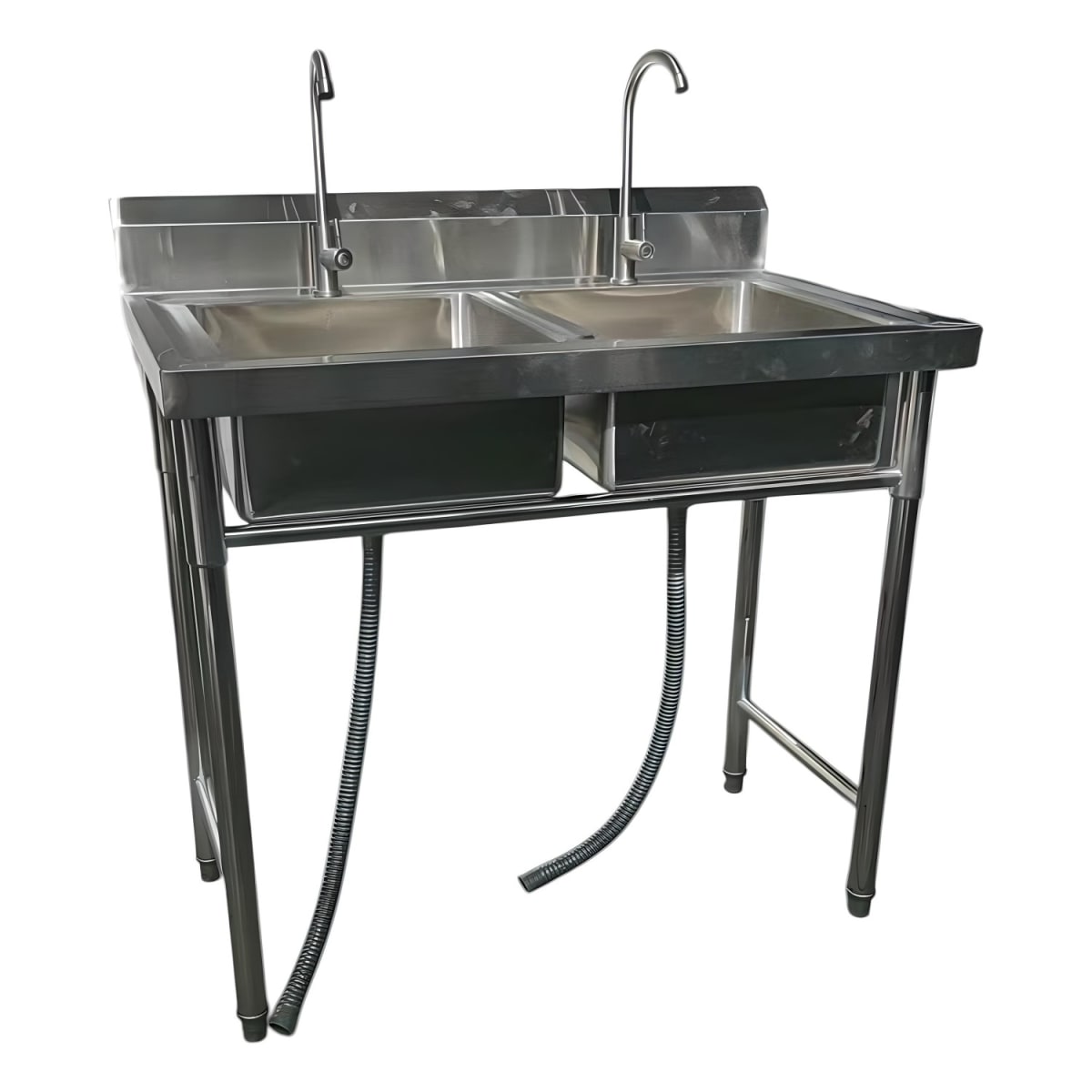 Lavafondos Doble Acero Inox. 100x60x90 cm. Con Grifería9