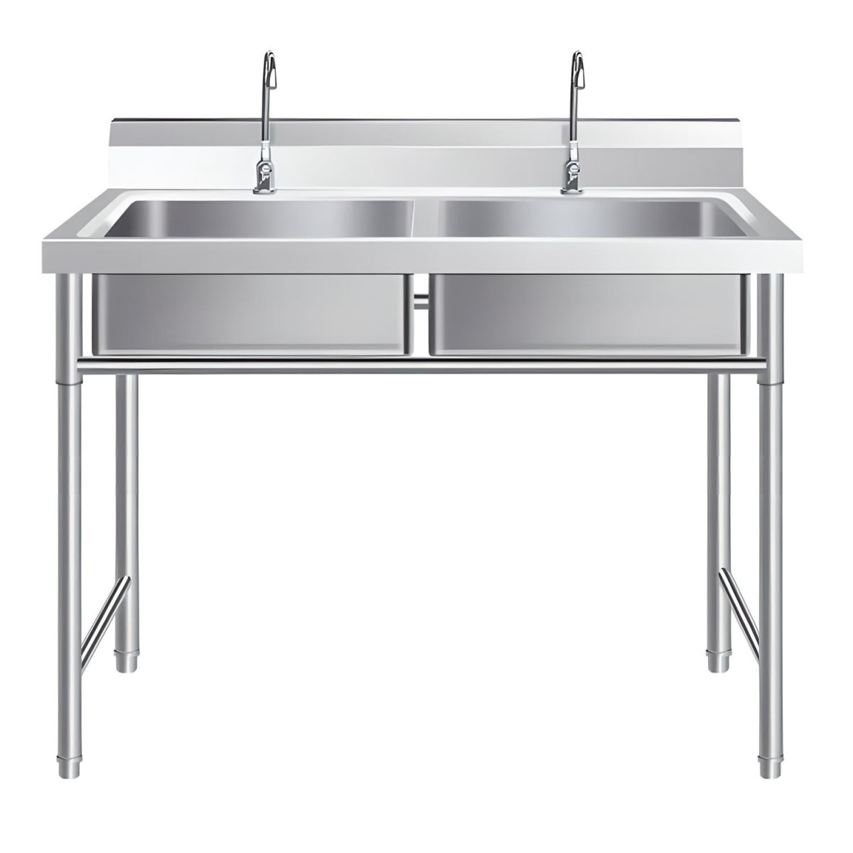 Lavafondos Doble Acero Inox. 100x60x90 cm. Con Grifería10