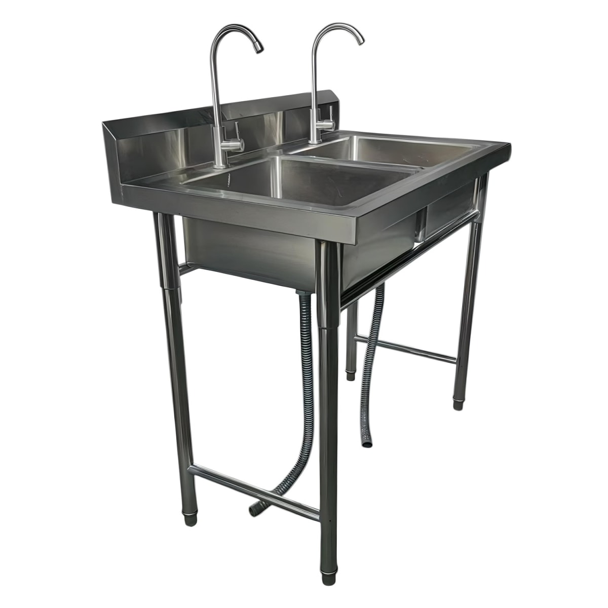 Lavafondos Doble Acero Inox. 100x60x90 cm. Con Grifería2