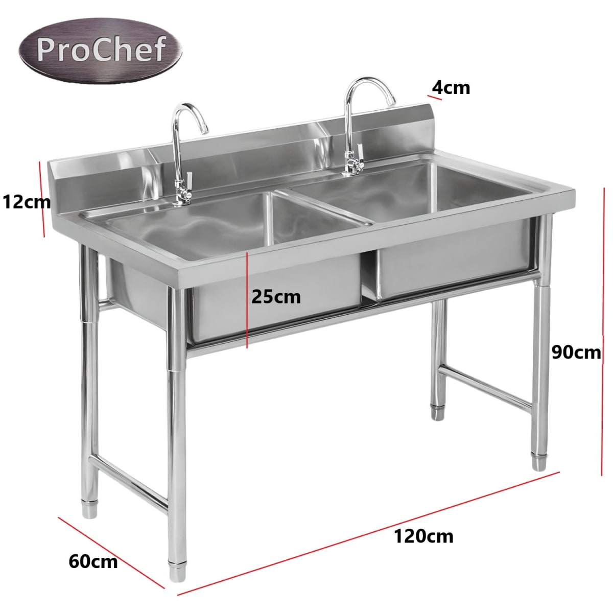 Lavafondos Doble Acero Inox. 120x60x90 cm. Con Grifería4