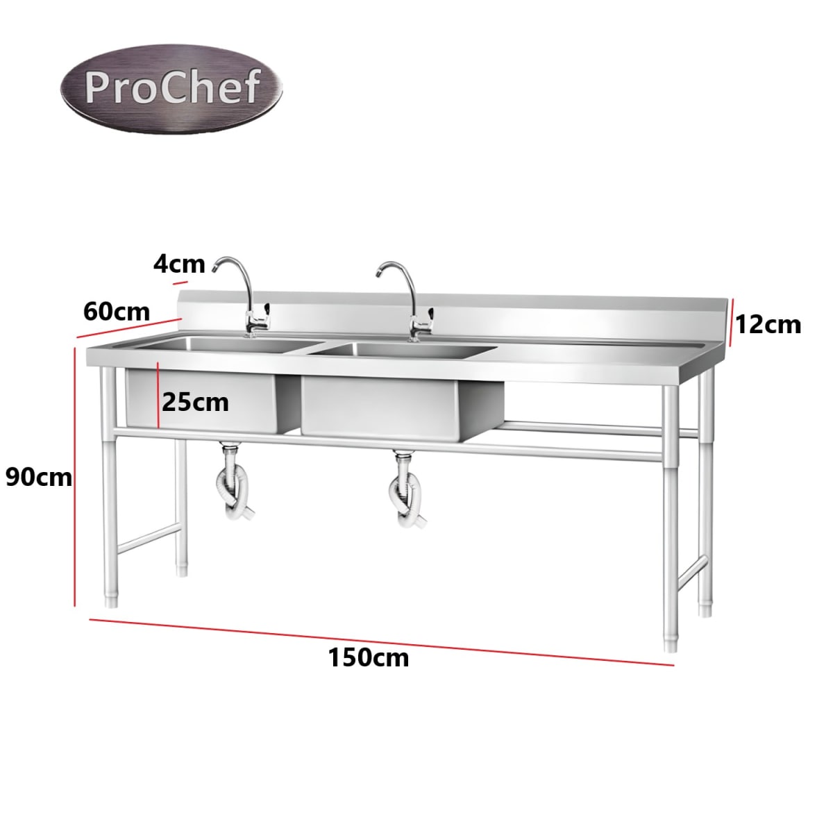 Lavafondos Doble Acero Inox. 150x60x90 cm. Secador derecho4