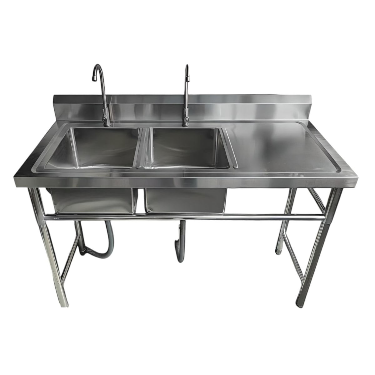Lavafondos Doble Acero Inox. 150x60x90 cm. Secador derecho6