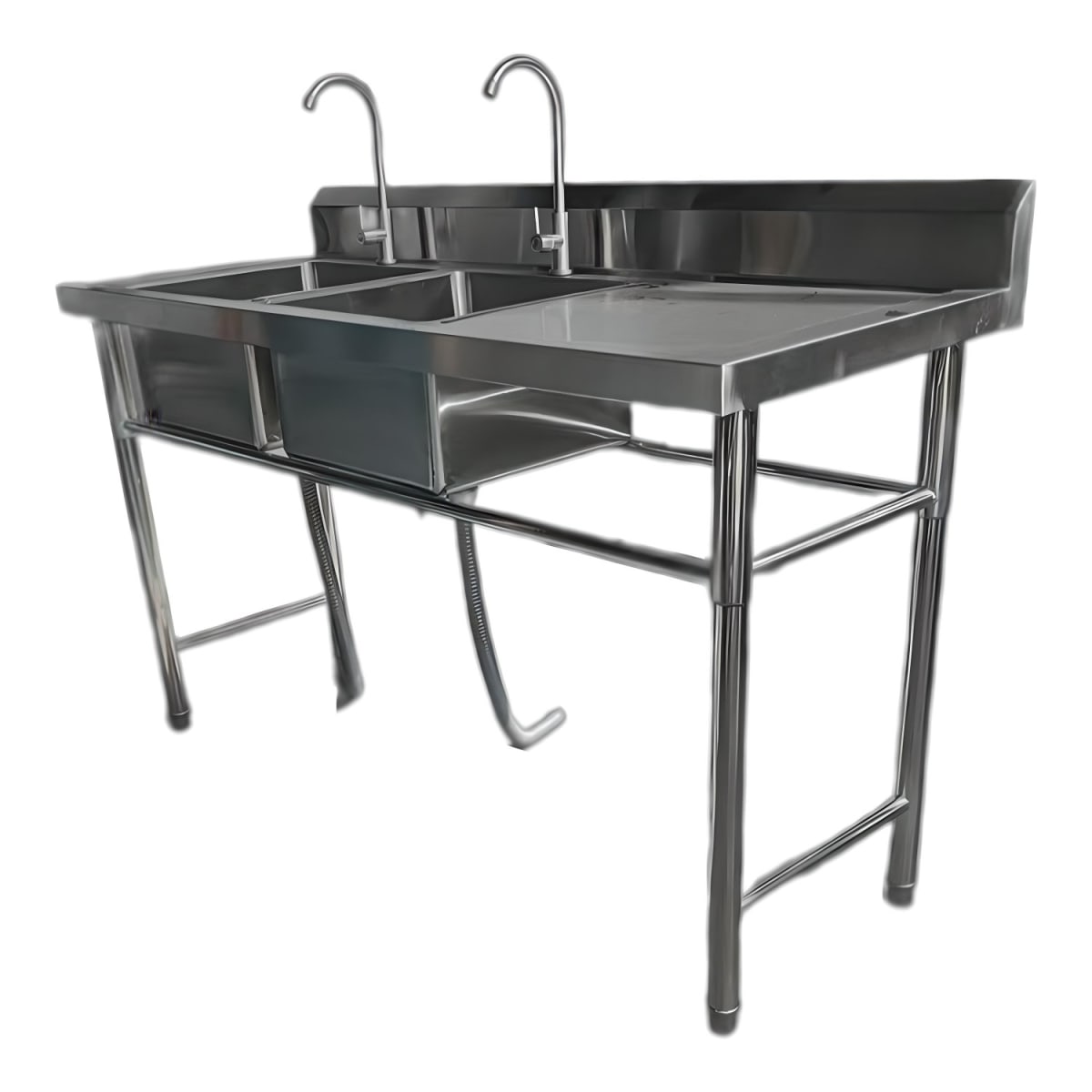 Lavafondos Doble Acero Inox. 150x60x90 cm. Secador derecho2