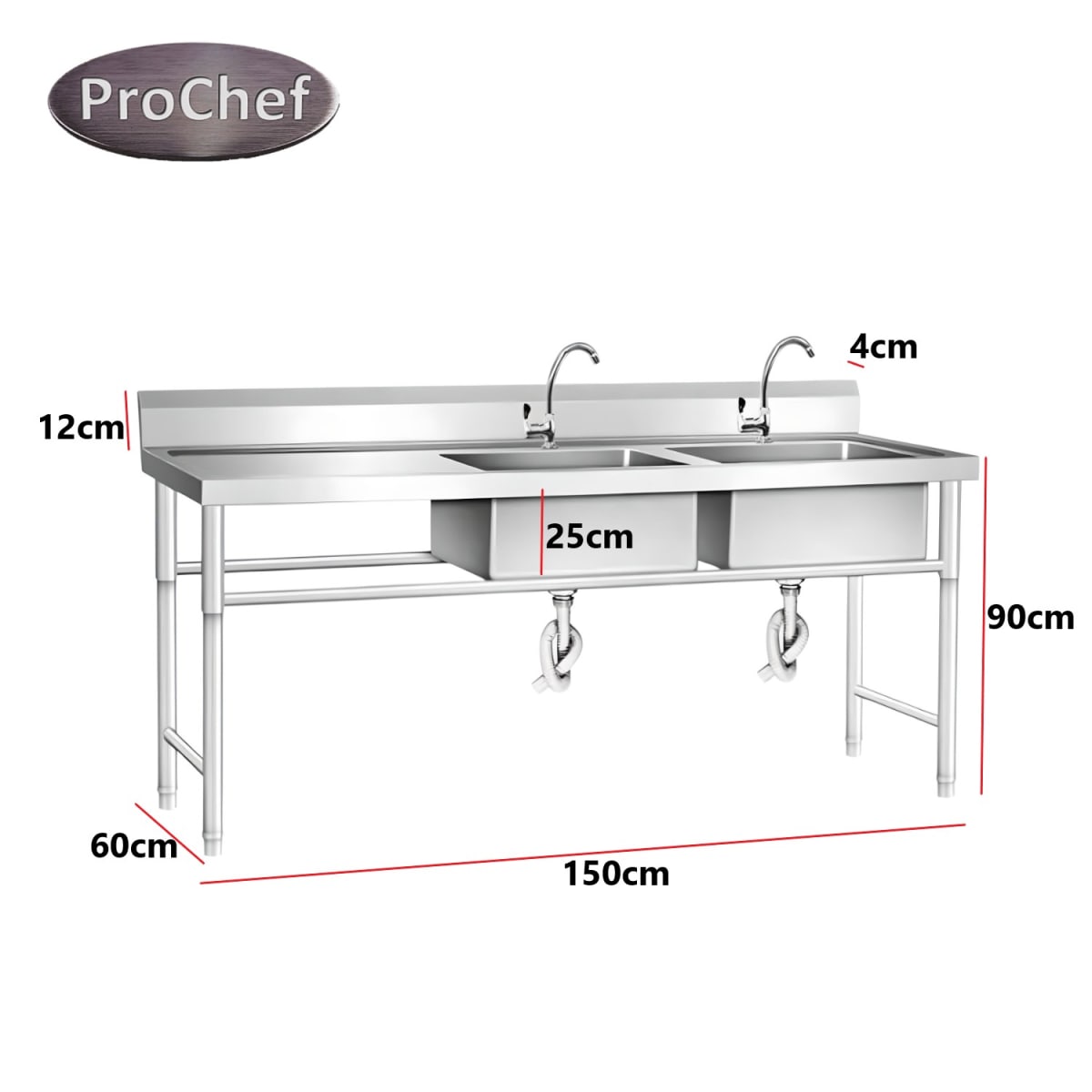 Lavafondos Doble Acero Inox. 150x60x90 cm. Secador izquierdo4
