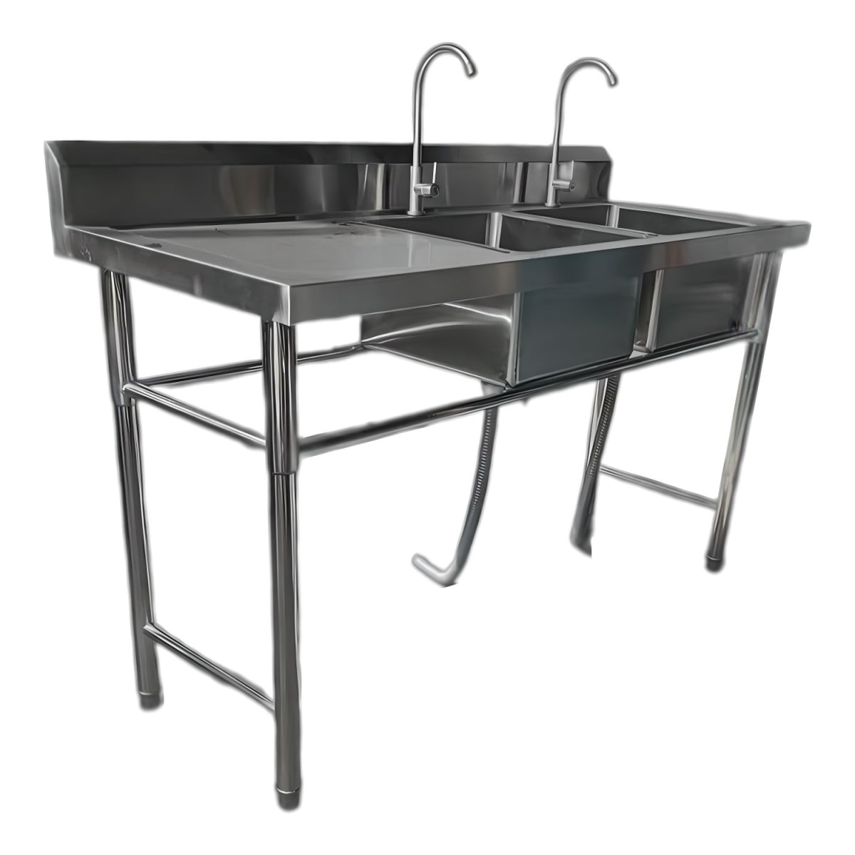 Lavafondos Doble Acero Inox. 150x60x90 cm. Secador izquierdo2