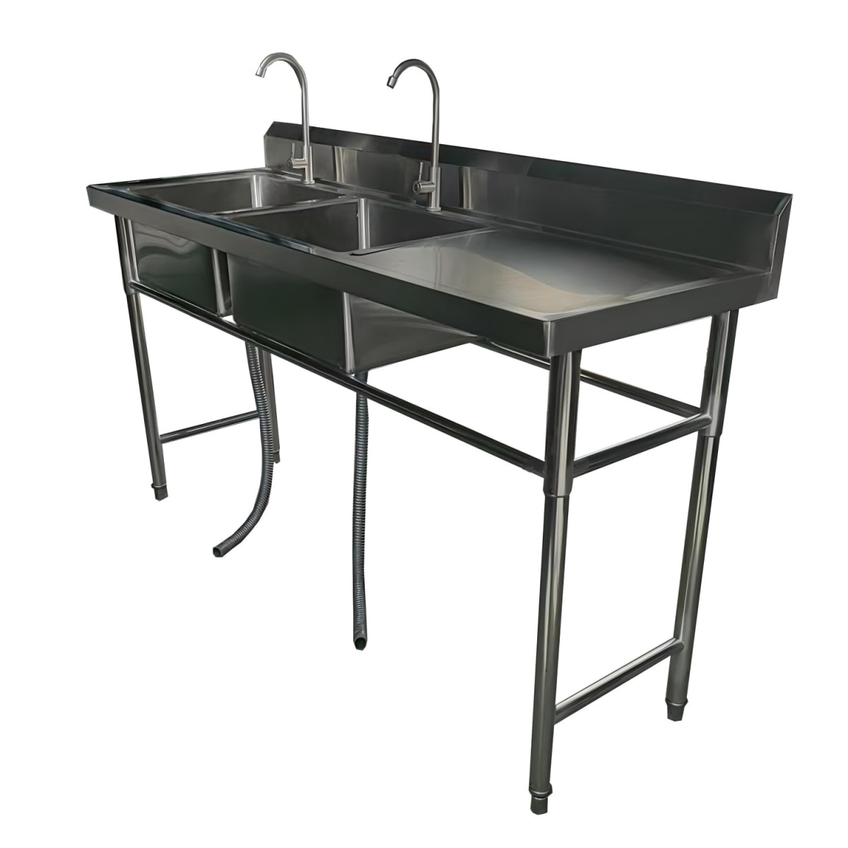 Lavafondos Doble Acero Inox. 175x60x90 cm. Secador derecho2