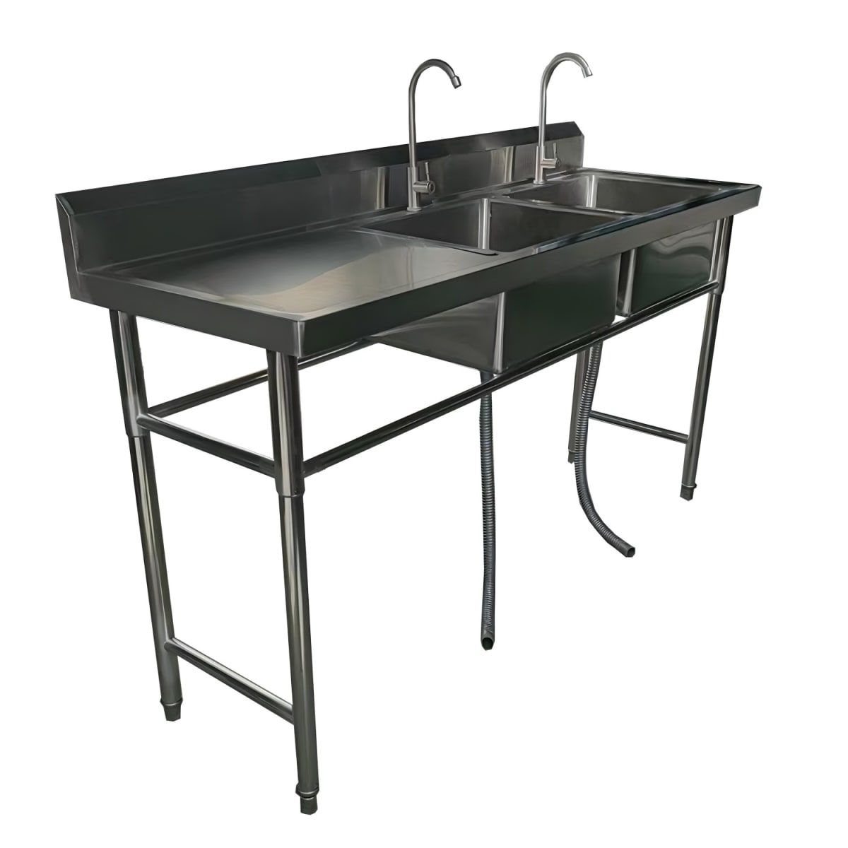 Lavafondos Doble Acero Inox. 175x60x90 cm. Secador izquierdo2