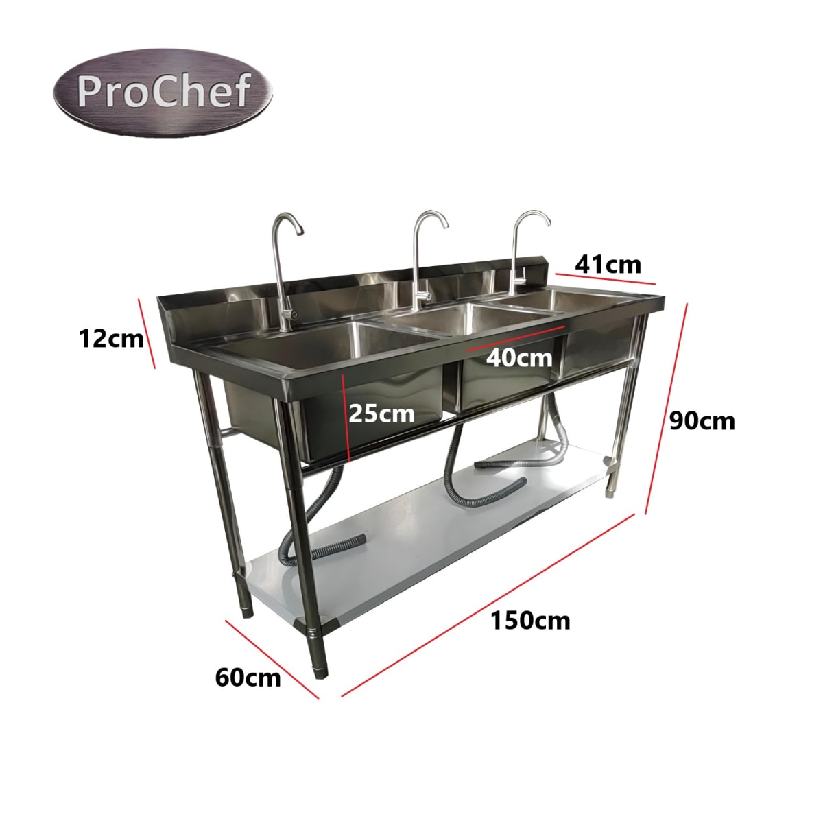 Lavafondos Triple Acero Inoxidable 150x60x90 cm.4