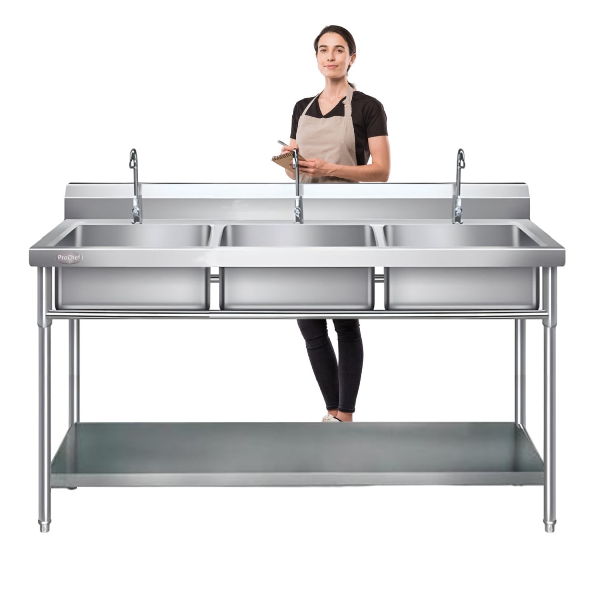 Lavafondos Triple Acero Inox. 150x60x90 cm.1