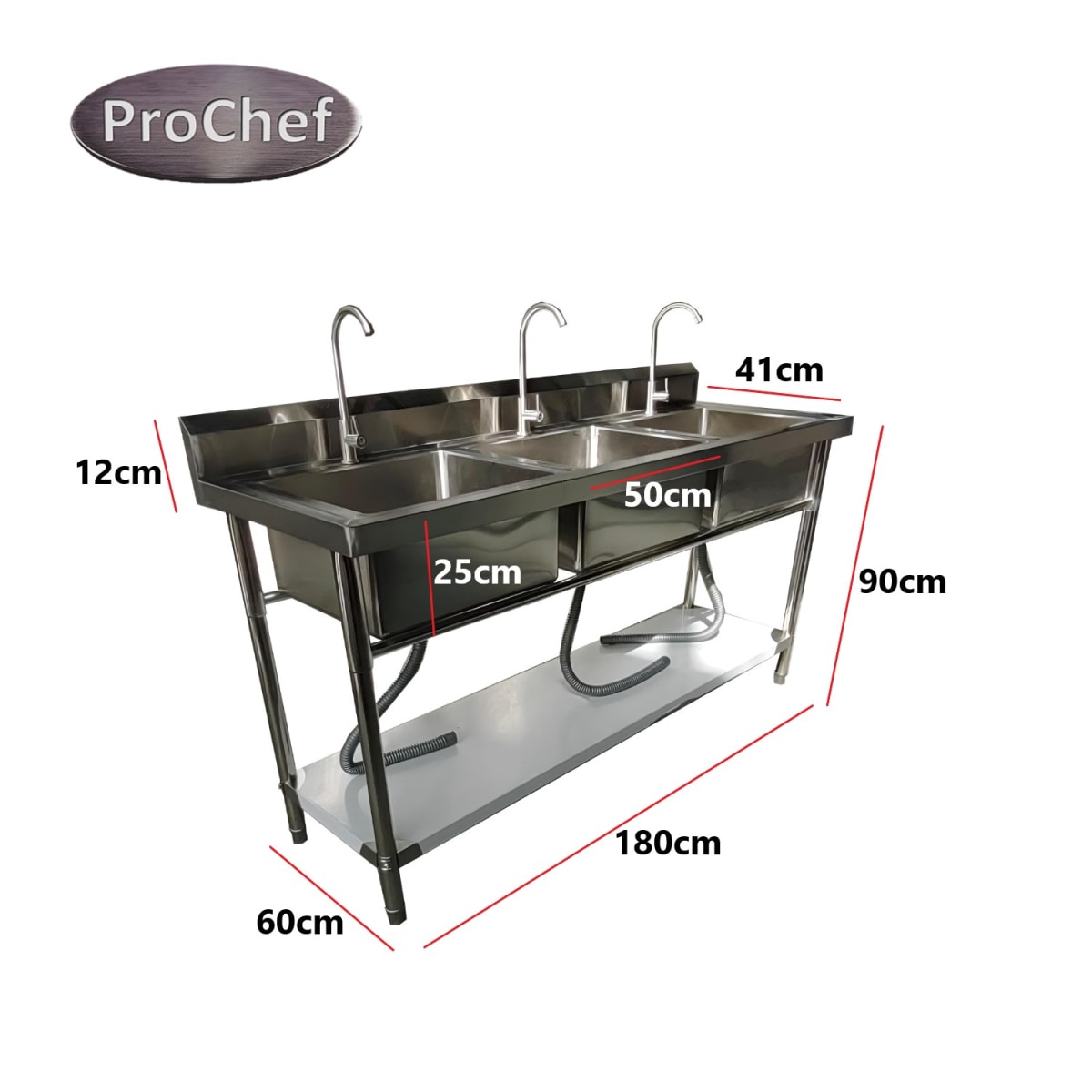 Lavafondos Triple Acero Inox. 180x60x90 cm.4